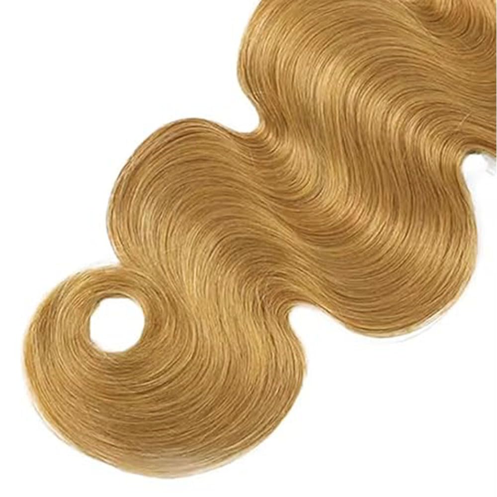 Honey Blonde Human Hair Bundles Body Wave 30 32 34 Inch Color 27# Blonde Bundle Human Hair Extensions 50 Gram Per Bundle 150g Total Unprocessed Brazilian Virgin Hair