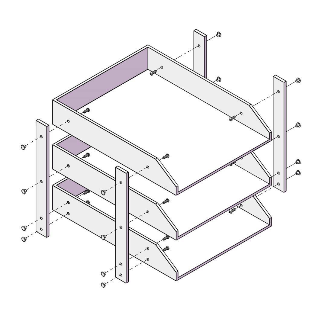 Organizador de escritorio de cuero, Thipoten apilable de 3 niveles para suministros de oficina, papel, archivo, revista, organización perfecta de oficina para escritorio (gris-3 niveles)
