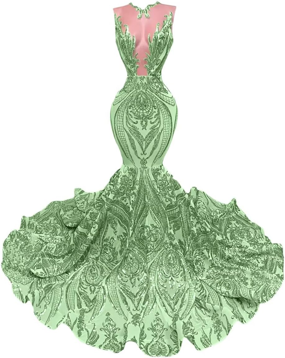 Sequin Mermaid Prom Dress for Women Long Lace Appliques Pageant Celebrity Evening Formal Gowns Elegant GL0005