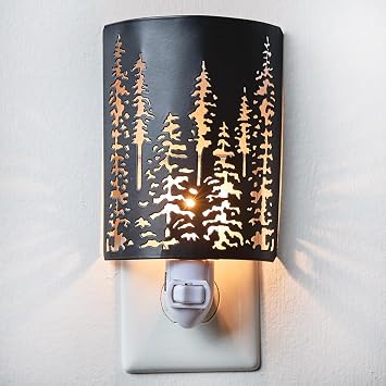 BLACK FOREST DECOR Woodland Pines Nightlight, 3 1/2" W x 2 1/4" D x 6 3/4" H