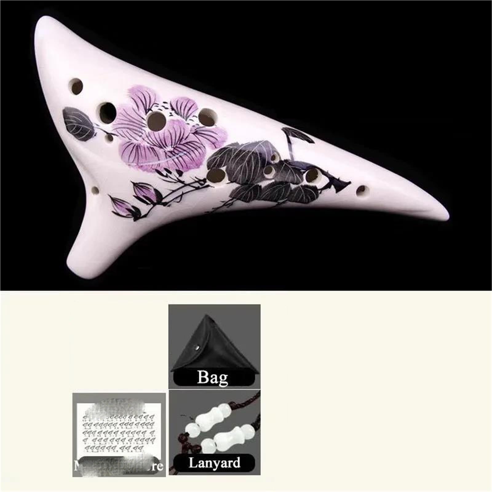 Ocarina Alto Strumento, Chiave in argilla 12 fori Alto AC Ocarina Purple Peach 18x9 cm