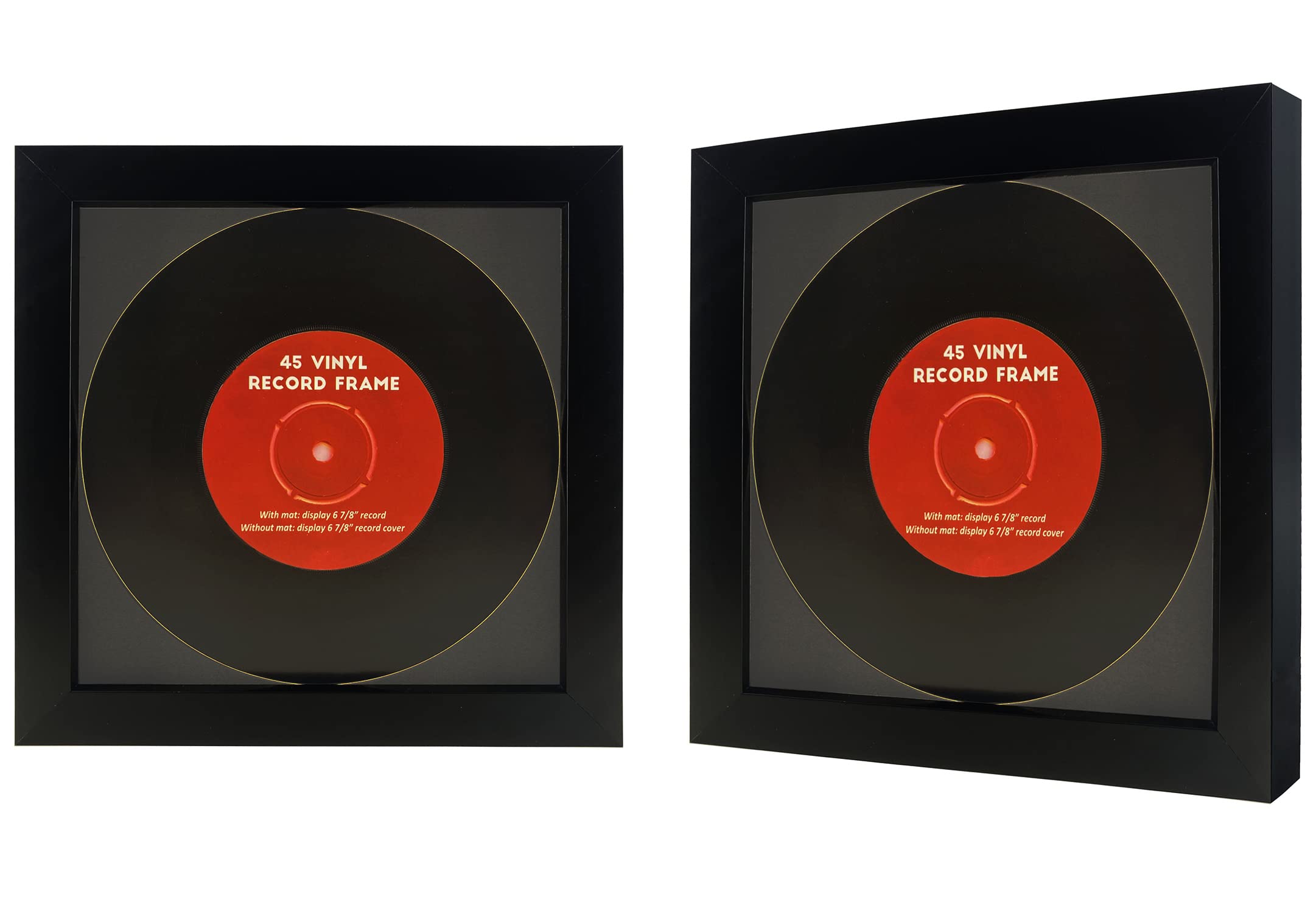 2 Stück, 45 einzelne 16.5 cm Vinyl-Schallplattenrahmen, Displays 17.8 cm Schallplatten mit grauen Matten-Displays, 17.8x17.8 cm, Vinyl-Schallplatten-Albumabdeckung ohne Matte, graue Matte, 2 Stück)