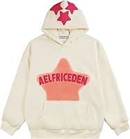 Aelfric Eden Men's Y2K Graphic Star Print Oversized Hoodie - Vintage Streetwear Pullover Sweatshirt Long Sleeve