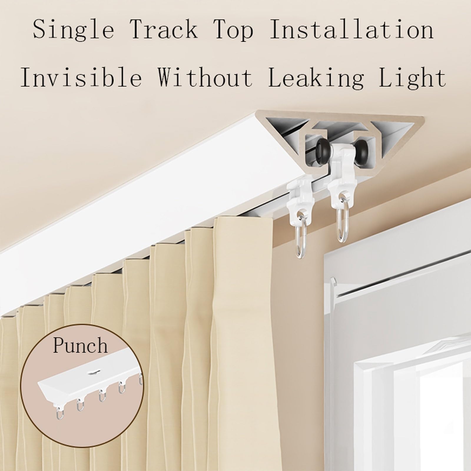Tringle à Rideau, Rail Rideaux Plafond, Tringle de Douche en Aluminium pour Intimité et Décoration la Maison Balcon Salle de Bain(2.90 m/114.2 in)