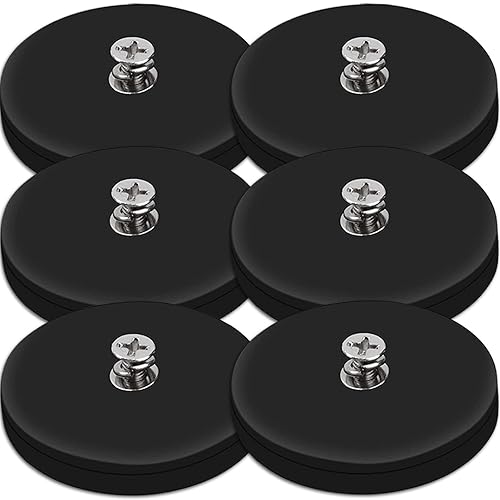Miniatura 7 de Paquete de 4 imanes de montaje con revestimiento de goma, imanes de perno de 90 libras con pernos y tuercas roscados M4, base de montaje de imán de
