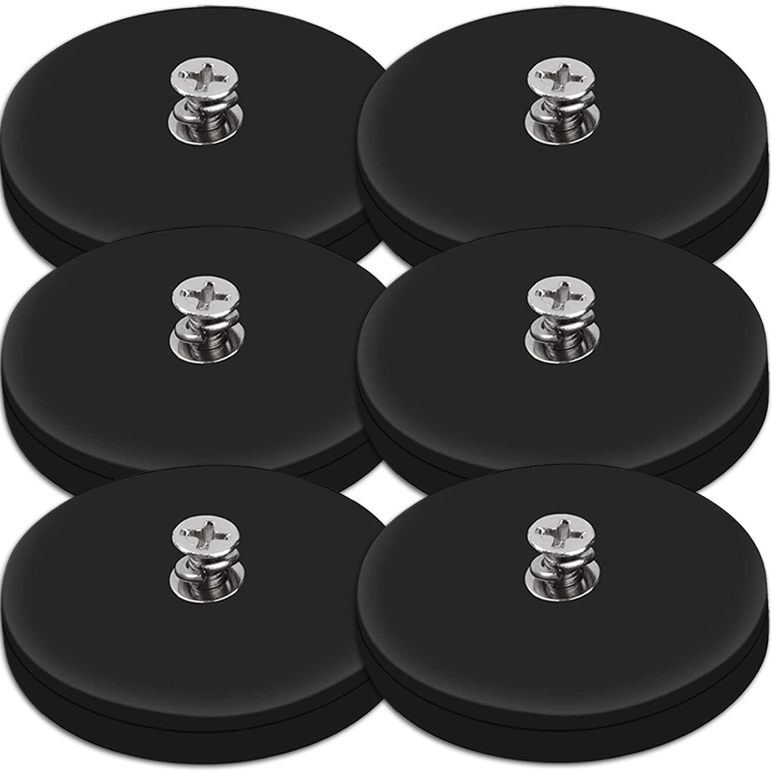 6 packs neodymium magnet rubber coated mounting magnets 60lbs scratch safe black stud magnet painted surface magnets m6 threaded magnet with bolts nuts for lighting camera tools
