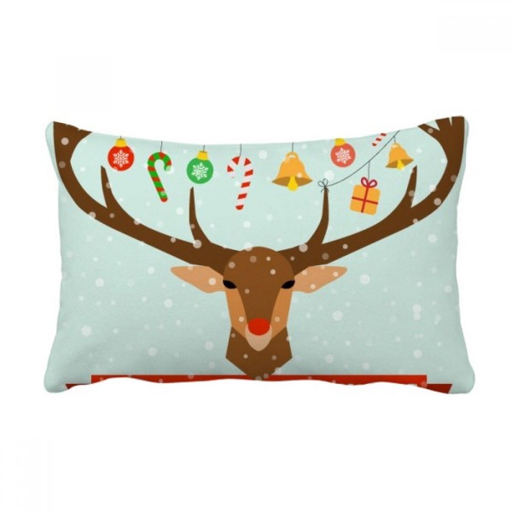 Coussin lombaire cerfs de Noël 40x60 cm multicolore pour décoration de canapé