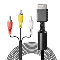 Vista 3 de TENINYU Cable de audio y vídeo RCA - Accesorios de consola de juegos Cable AV de conexión para PS1 PS2 PS3 Playstation, 6FT