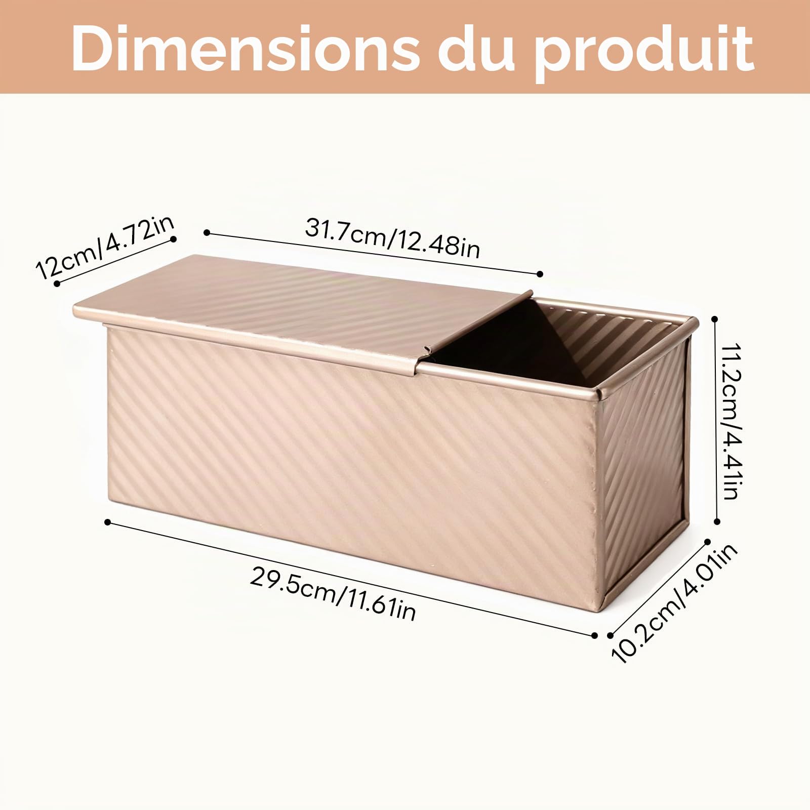 Moule Pain de Mie avec Couvercle, 1000g Moule a Pain Rectangulaire, Moule en Acier Carbone Antiadhésif Idéal pour Toast, Moule à Pains avec Trous de Ventilation pour Toasts et Gâteaux