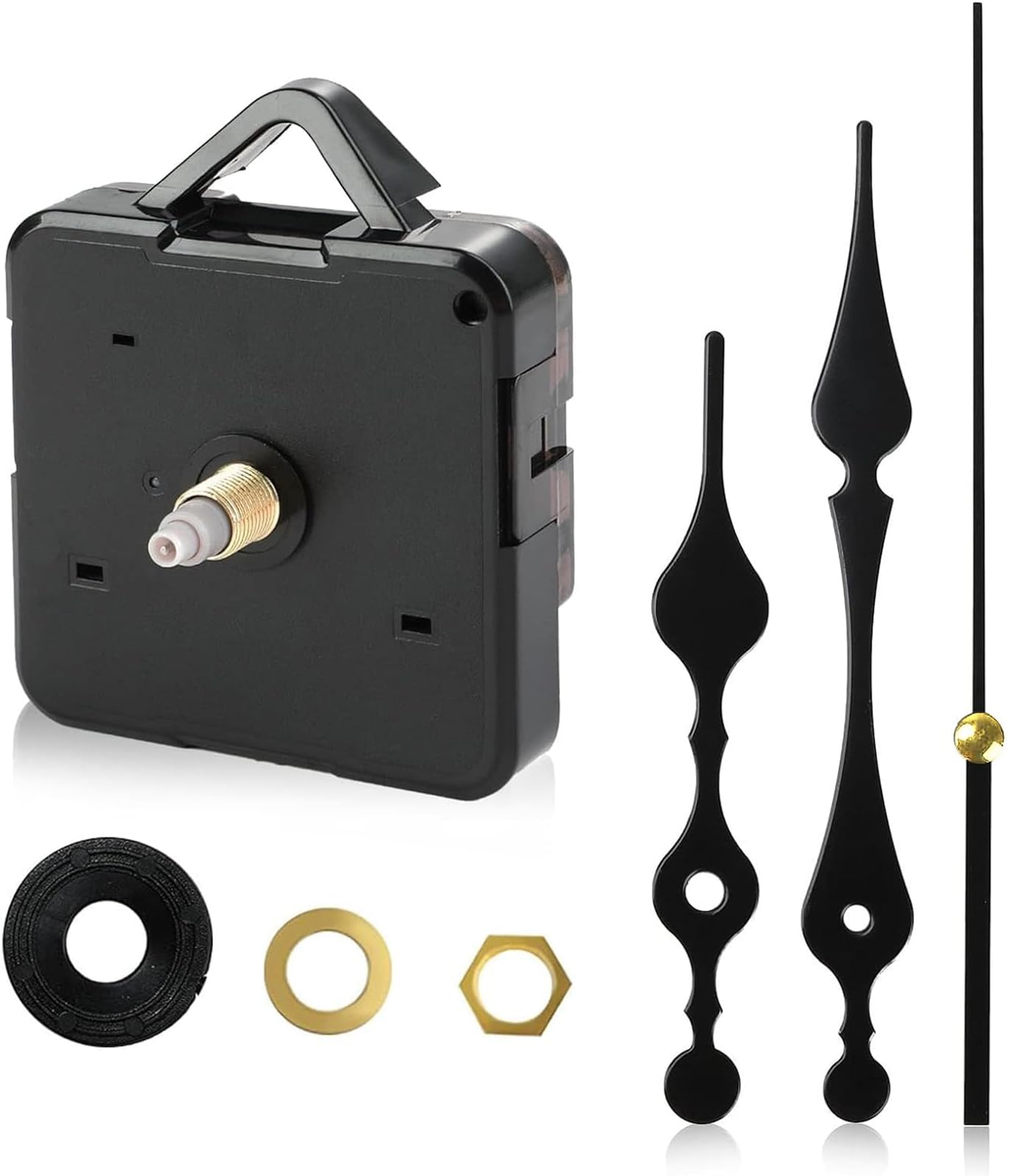 BNXF 1 Pcs Clock Mechanisms Battery Powered,Silent Quartz ClockMechanism Movement Kits,High Torque ClockMovement Replacement Mechanism,ClockMechanisms Silent Quartz Clock or Repair Home Office(Black)