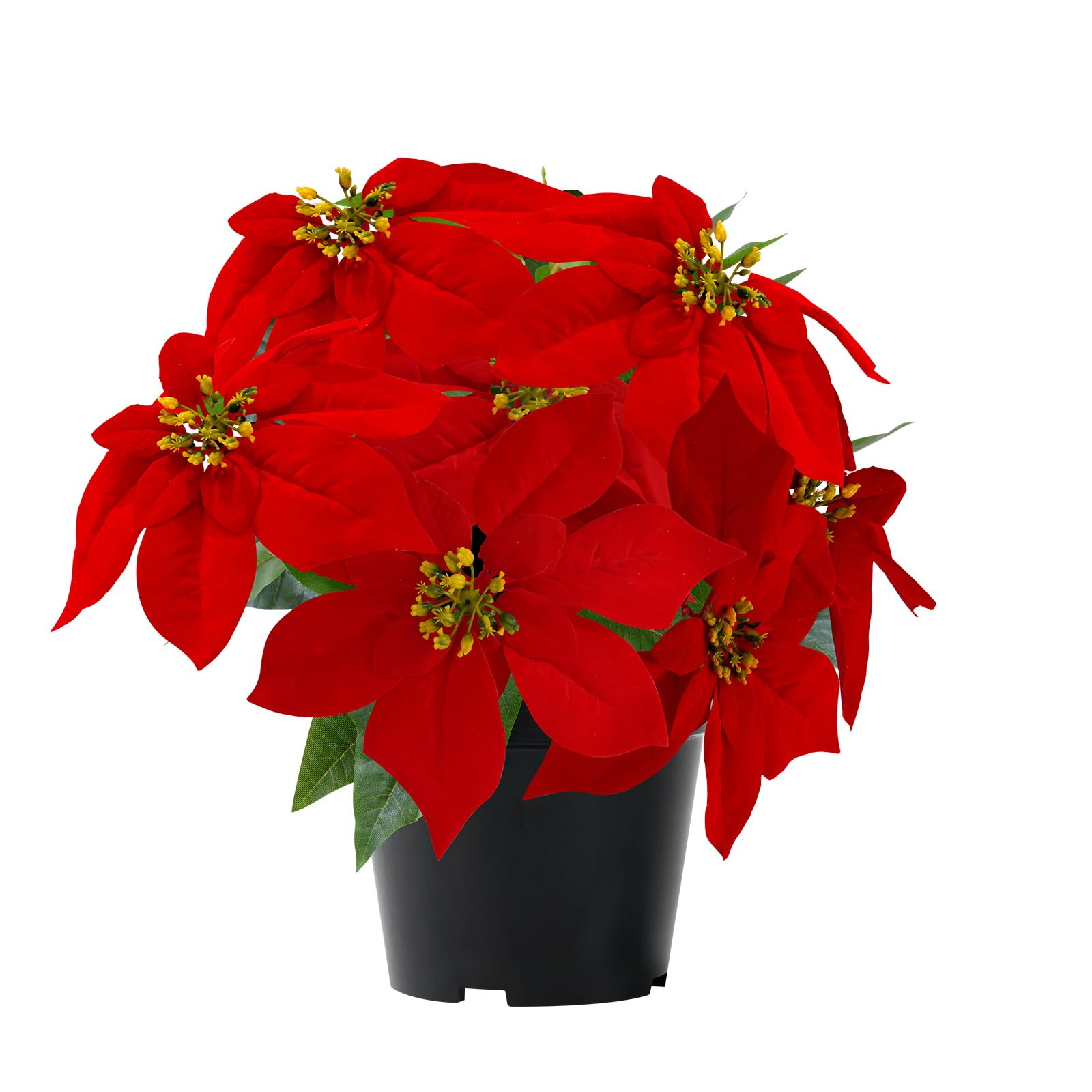 ZYZEV 14" Poinsettias Artificial Christmas Flowers 9 Heads Faux Poinsettia Plants for Home Porch Garden Office Indoor Outdoor Christmas Decorations