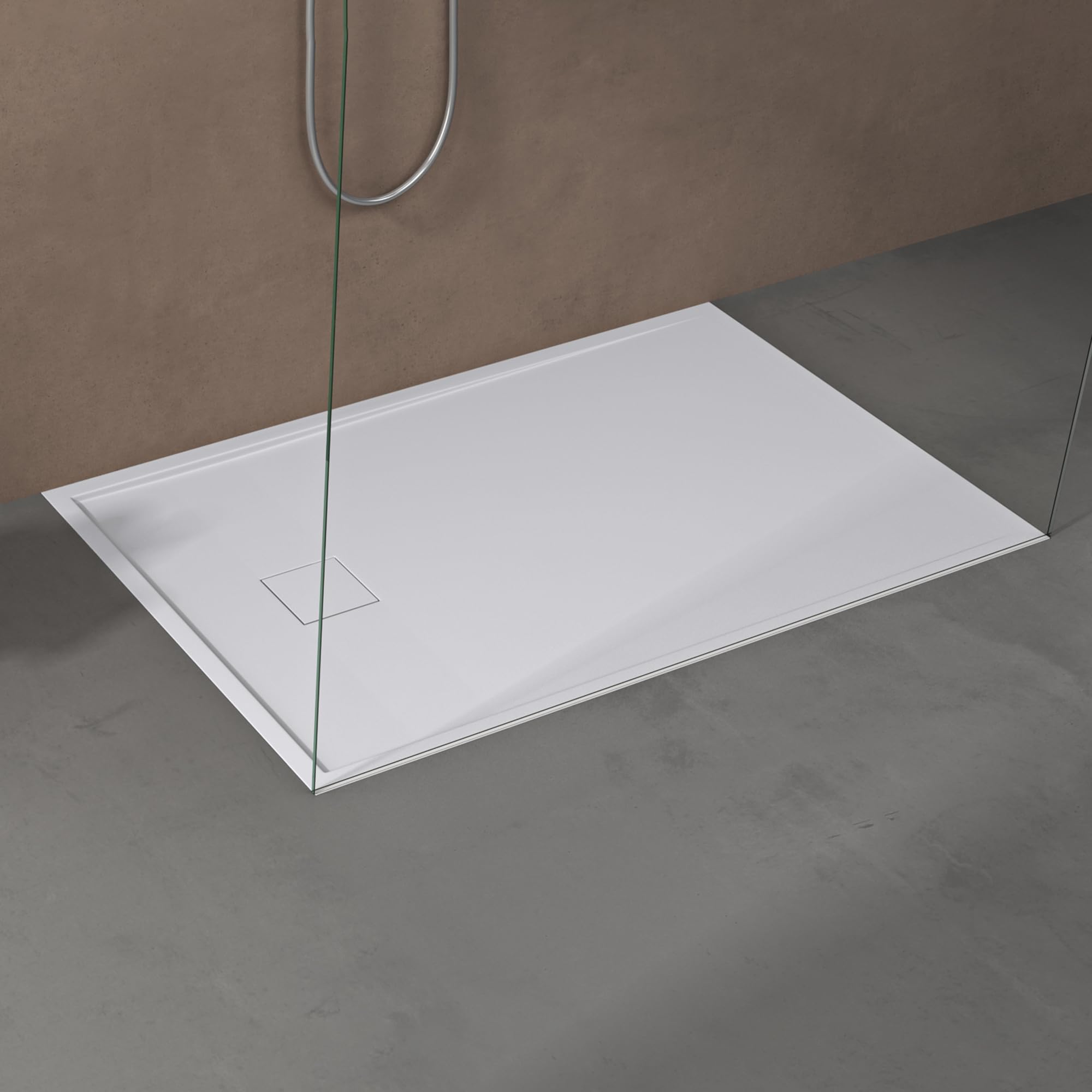doporro Duschtasse Duschwanne 90x120x4 aus Mineralguss in Weiß Rechteckig