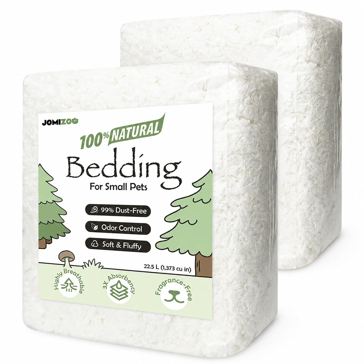 JOMIZOO Hamster Bedding 45L, 99% Dust-Free, Soft, Odor Control, White