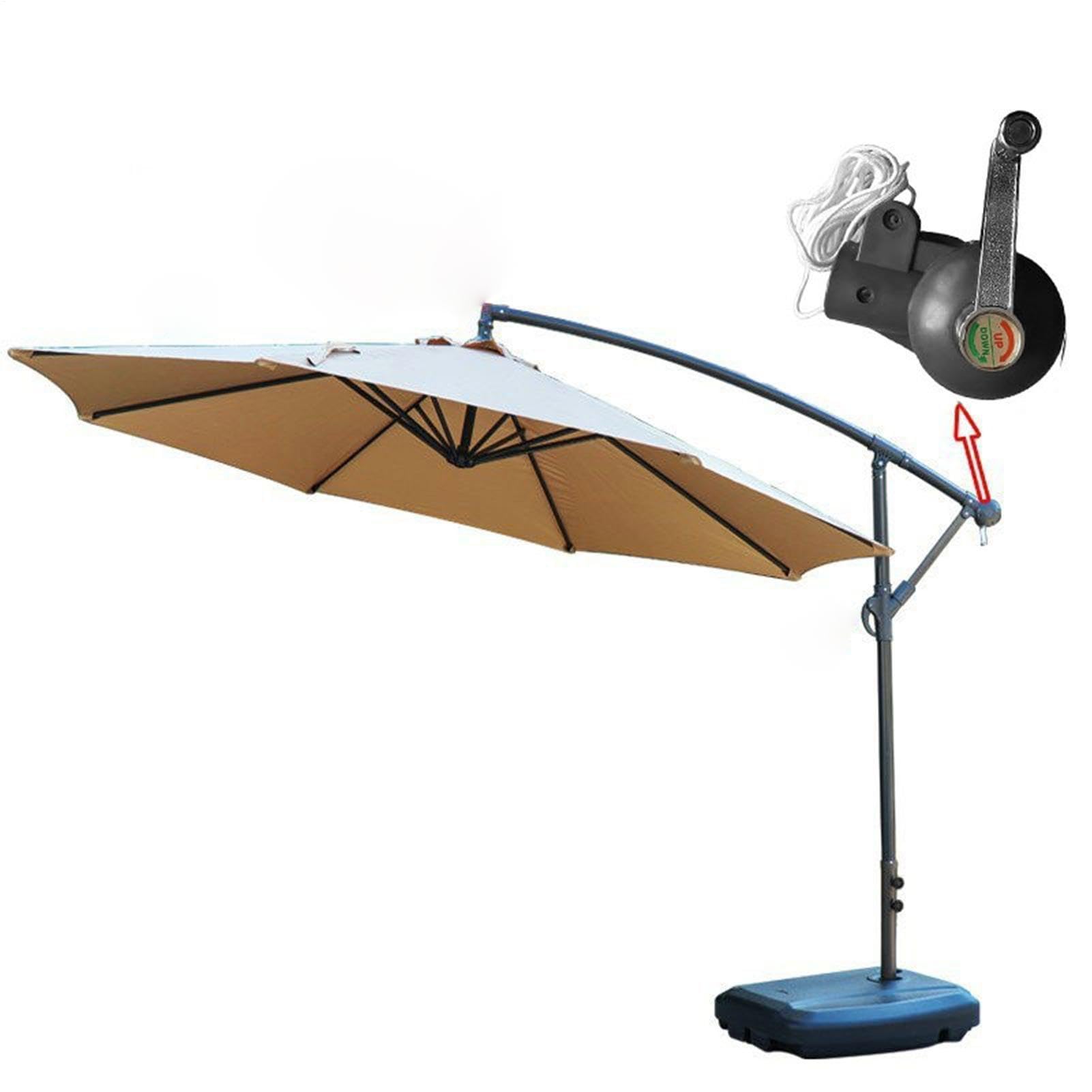 Manivelle De Parapluie-poignée En Acier Antirouille, Accessoire De Parasol De Terrasse Noir, Enrouleur De Manivelle De Remplacement, Outil De Réparation De Parapluies D'extérieur | Mécanisme De Levage