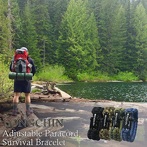 Longchin Survival Paracord Bracelet 2-Pack (Black & Camouflage) #TOP1