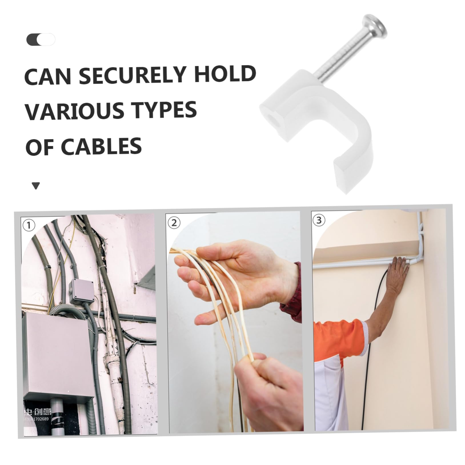 DOITOOL 1500piezas Clips De Cable Clavados Organizadores De Cables Para Pared Clips De Sujeción Para Ethernet y Instalación Rápida y Fácil Perfectos Para Hogar y Oficina