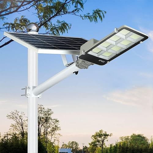 Luces solares LED de 8000 W para exteriores, luz de inundación de seguridad del atardecer al amanecer con control remoto, inalámbrico, impermeable,