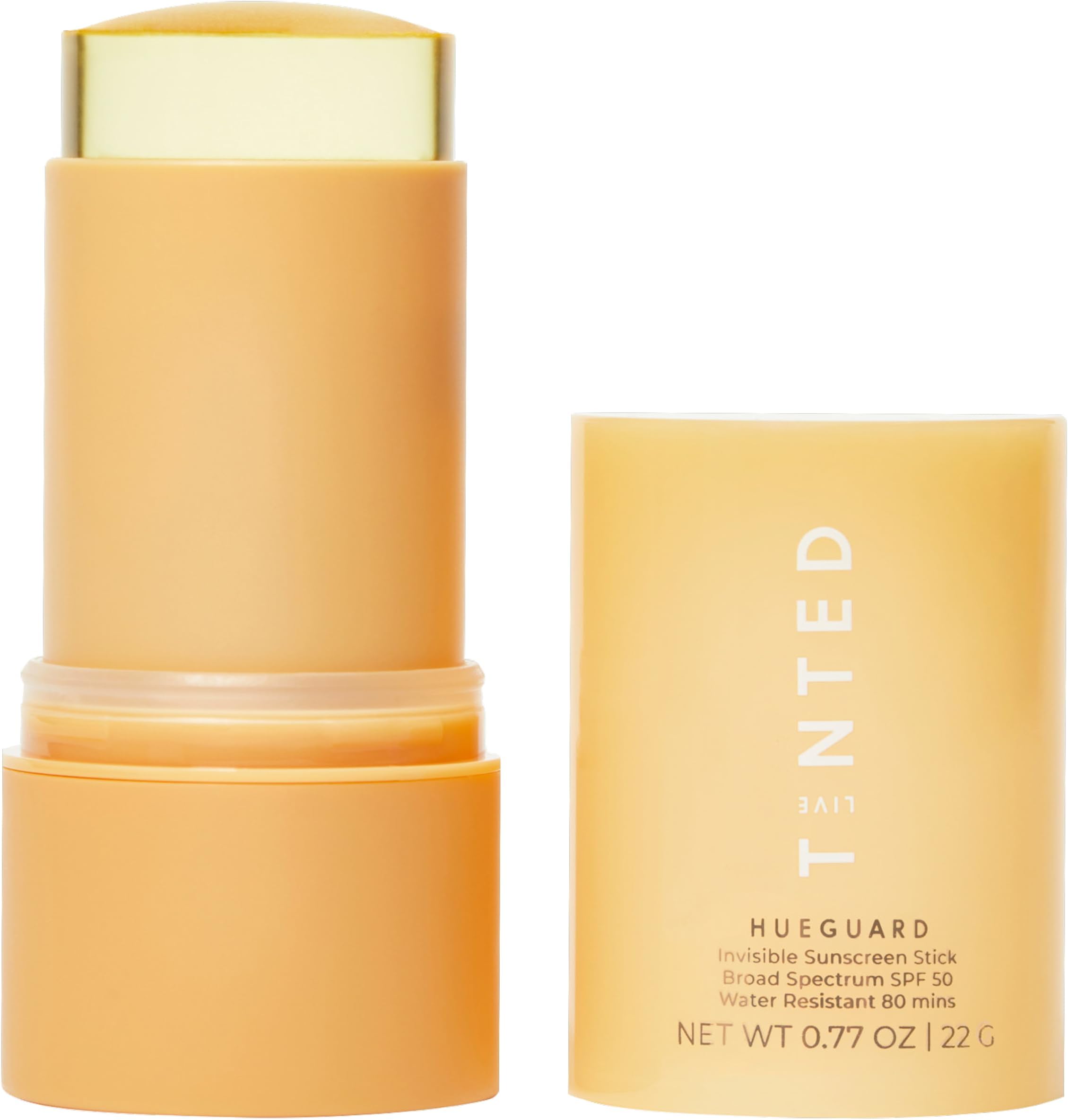 Hueguard Invisible Sunscreen Stick SPF 50: Waterproof, Sweatproof, Body and Face Sunscreen Stick, Roll On Sunscreen, No White Cast & Hydrating Tinted Sunscreen, Reef Friendly, 0.77oz / 22g