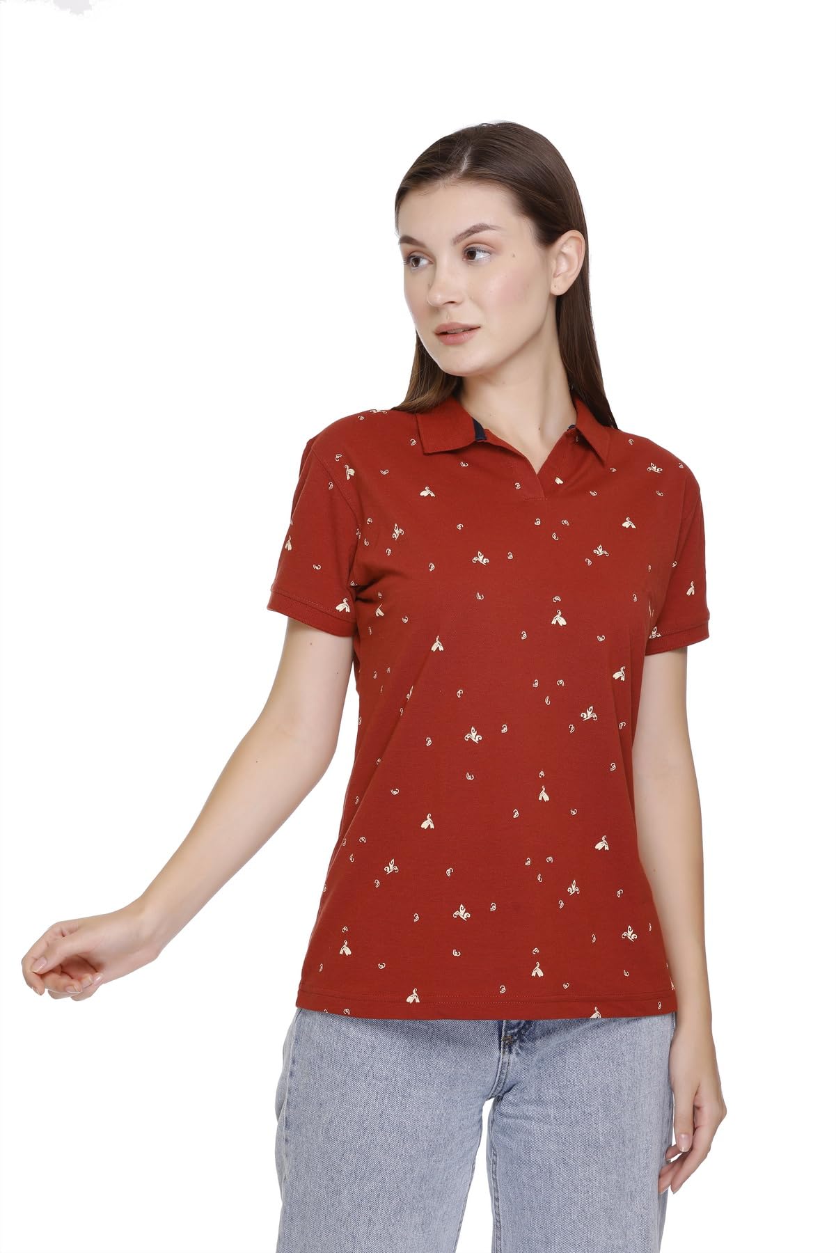 Push The Fashion Womens Polo Neck Printed T-Shirt/Collar Neck Tops/Tshirts for Girls (PT-18)-picture-38