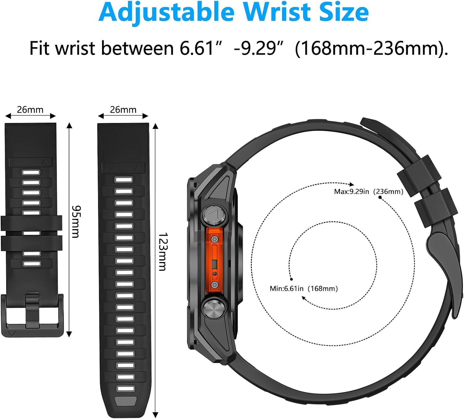 26mm Watchbands Compatible With Garmin Fenix 8 Pro/Quatix 8 51mm/Fenix 7X Pro/7X/6X Pro/6X/5X Plus/5X/3 HR,Silicone Quick-Fit Strap for tactix 8 51mm/7 pro/Enduro 3 2/Descent Mk3i-51mm/Mk2i - Image 4