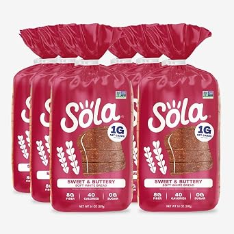 Sola Sweet & Buttery White Bread, Non-GMO, No Added Sugar Case of 6