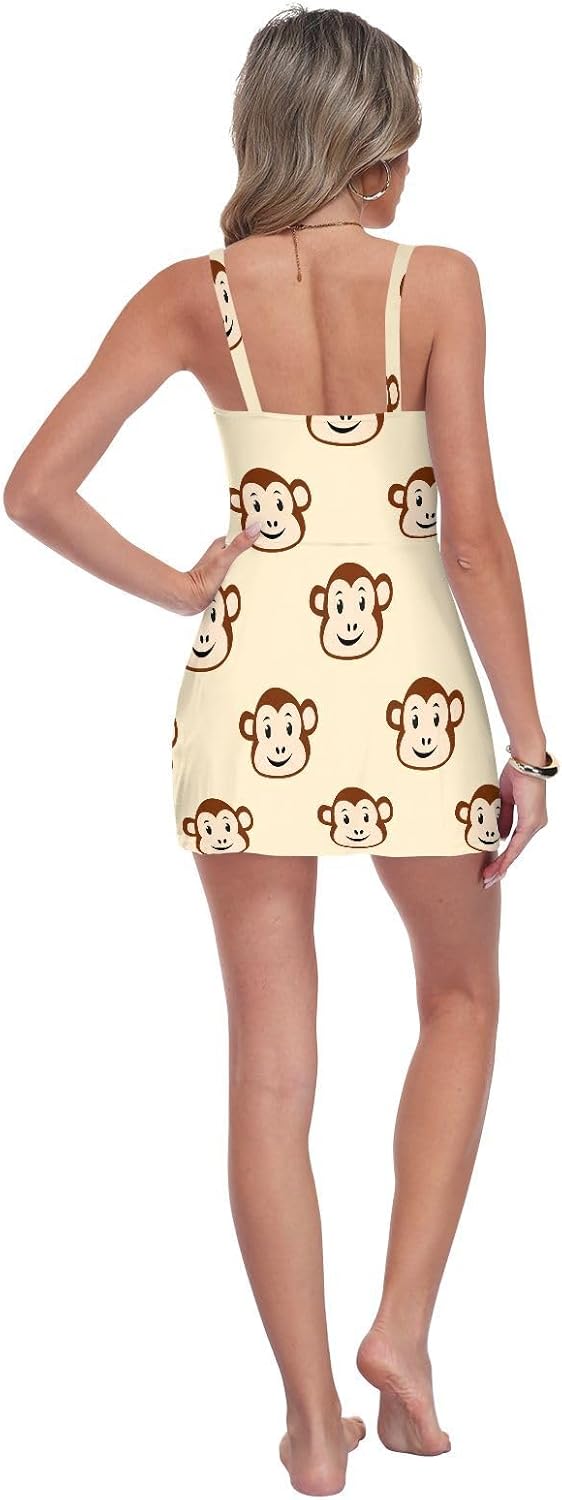 Cute Monkey Yellow Women's One Piece Swimsuits Tummy Control Bathing Suits S A2302193