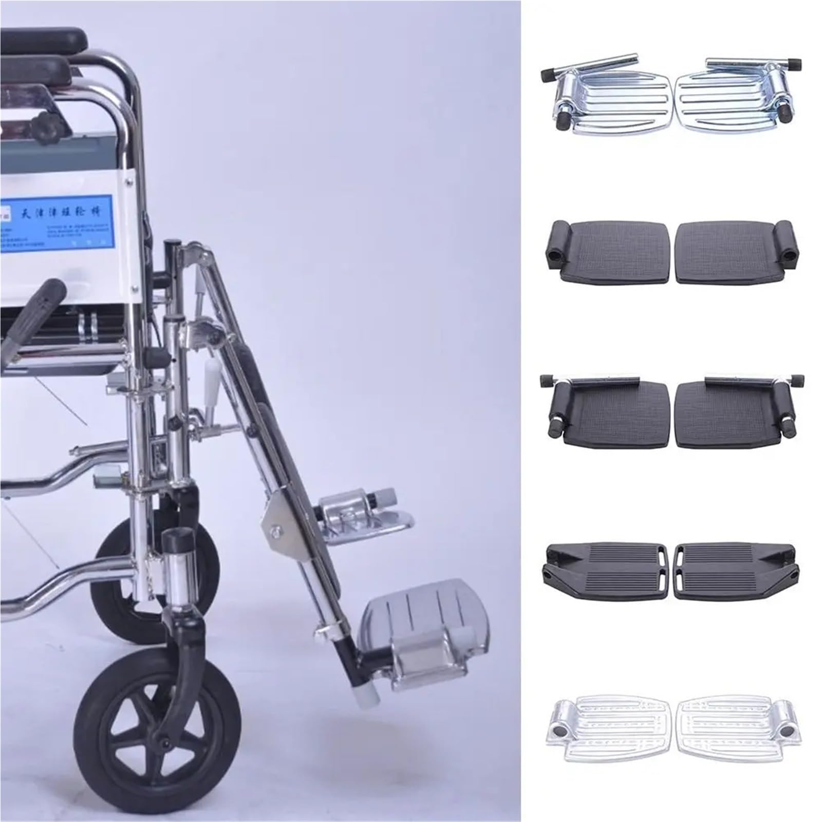 Reposapiés para sillas de Ruedas Reposapiés antideslizante for silla de ruedas, repuesto Pedal con tubo for pierna, placa pie, accesorios for, 1 par(Iron-with Leg Tube)
