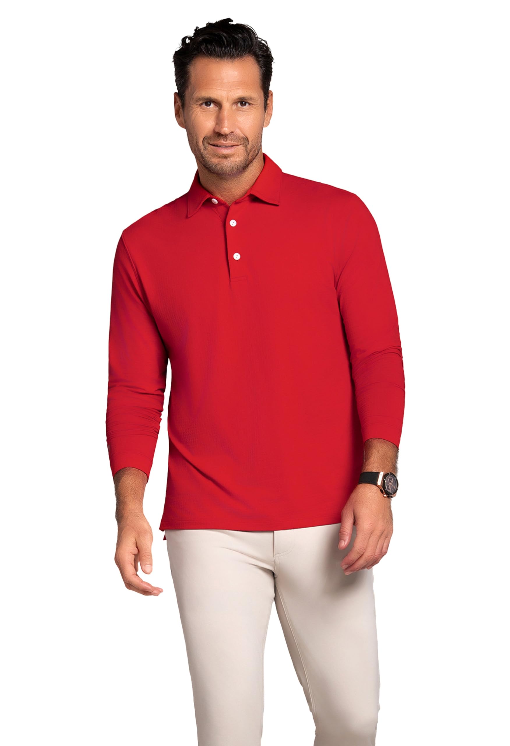 IBKUL Men's Athleisure Wear Sun Protective UPF 50+ Icefil Cooling Tech Long Sleeve Polo 95199