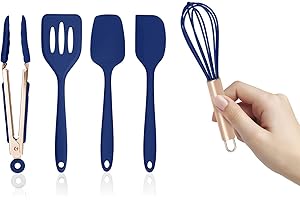 COOK WITH COLOR Set of Five Mini Kitchen Utensil Set in Navy and Rose Gold