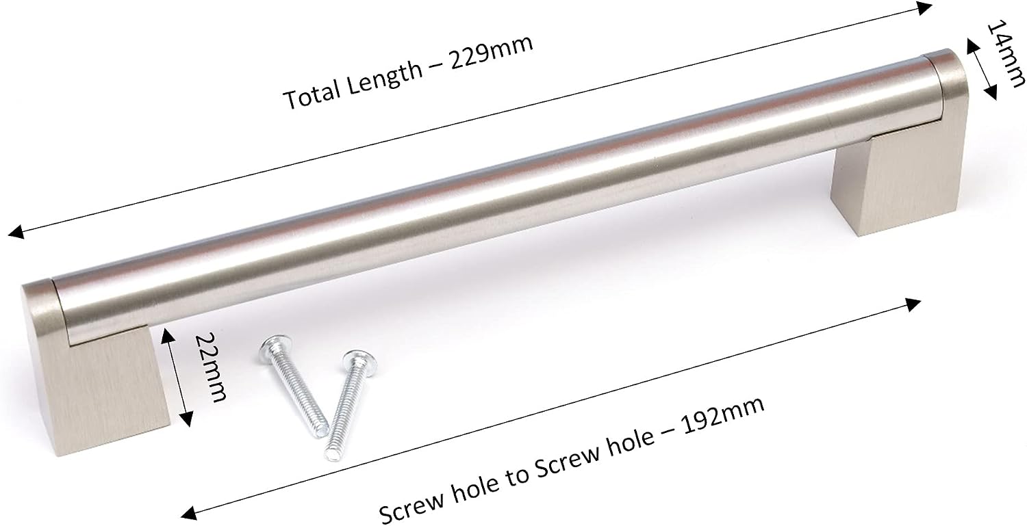 BSM Marketing Kitchen Cupboard Cabinet Boss Bar Door Handle Brushed Stainless Steel (10, 192mm) - Image 4