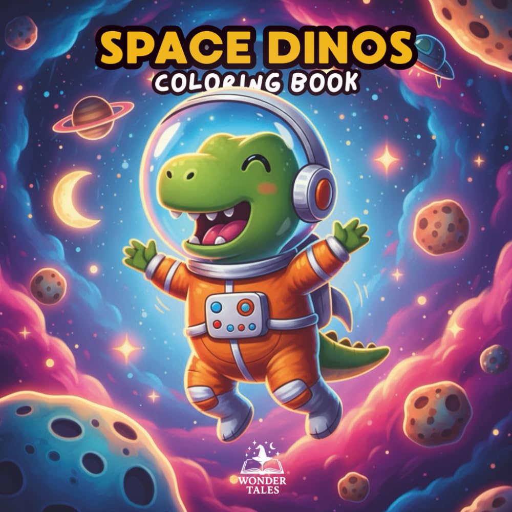 Space Dinos Coloring Book: An epic space adventure with dinosaurs to color and explore!