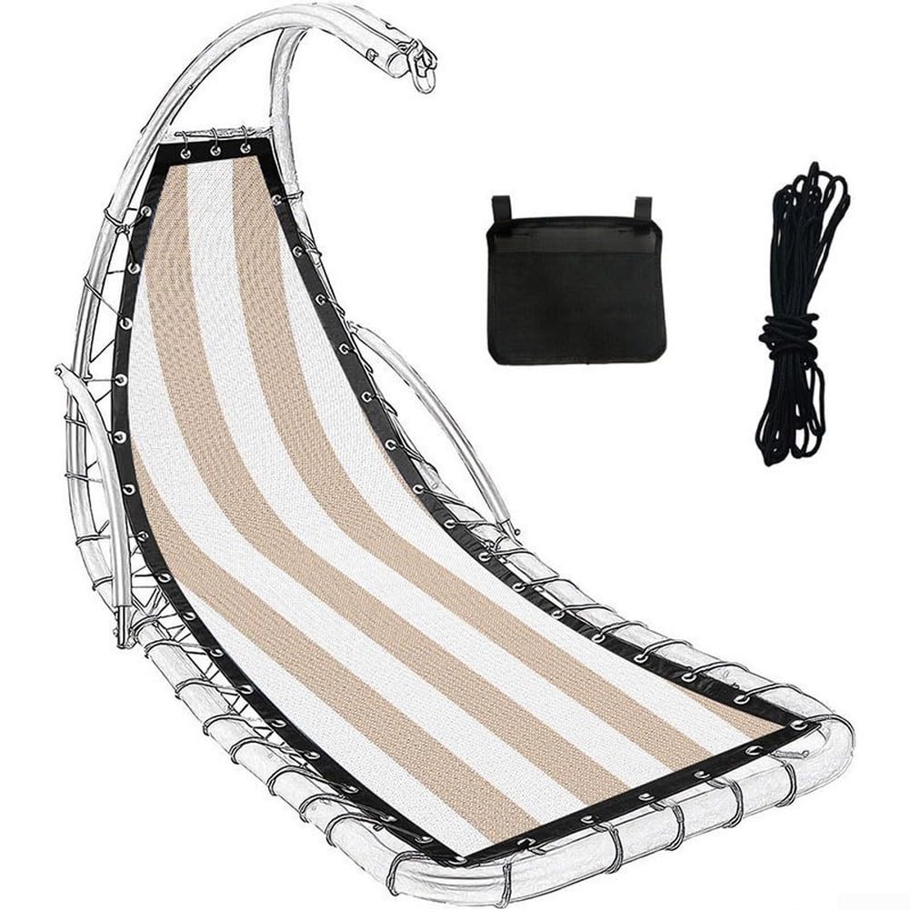 Housse de siège de rechange pour balancelle suspendue en textilène, coussin d'assise à rayures, 64 x 197 x 23 cm, tissu Teslin résistant aux intempéries, pour jardin et terrasse, montage