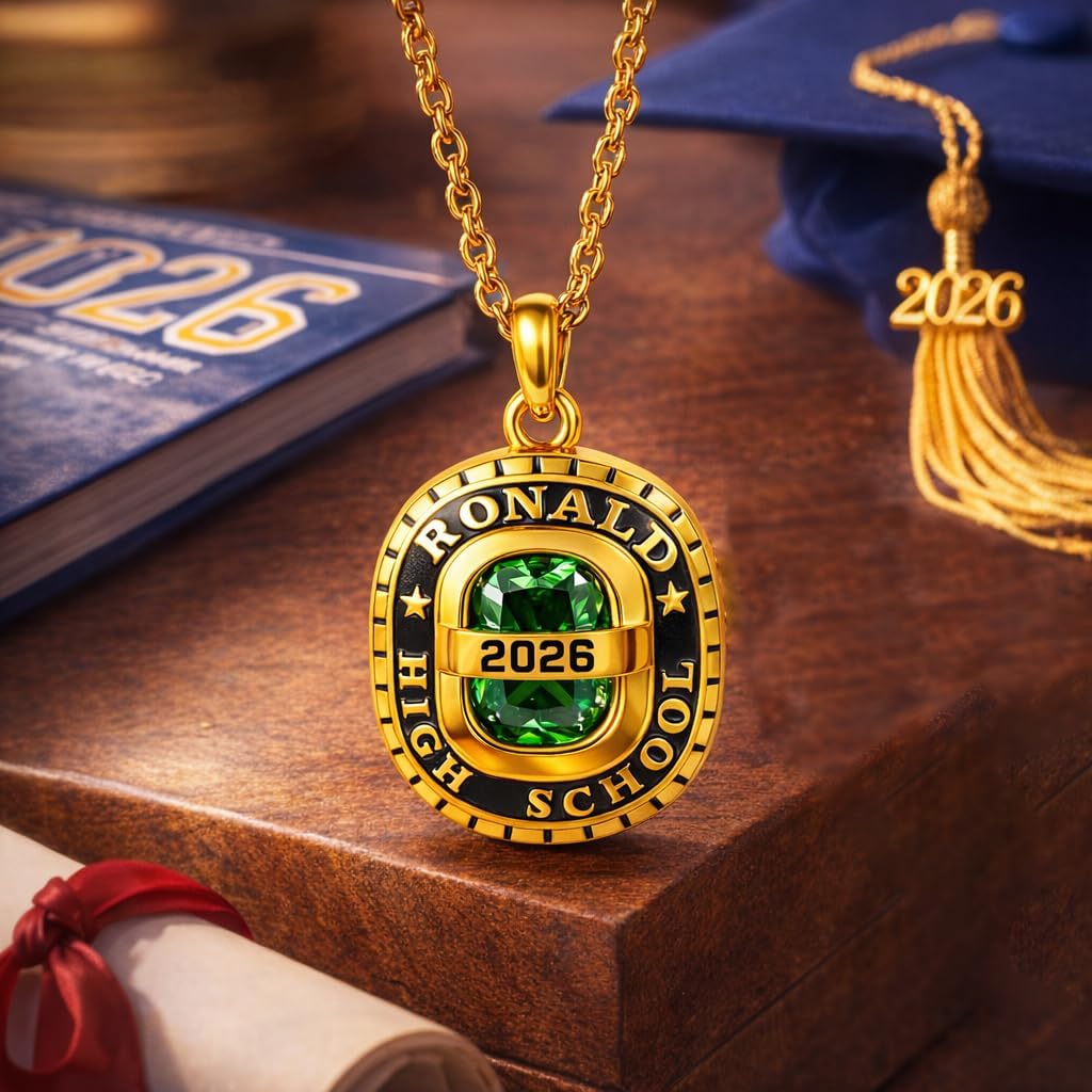 Personalized Graduation Necklace with Birthstone Class of 2026 Graduation Gifts for Men Women Custom Engraved High School Name Jewelry Gift for Her Grad Pendant for College Graduate Daughter Son