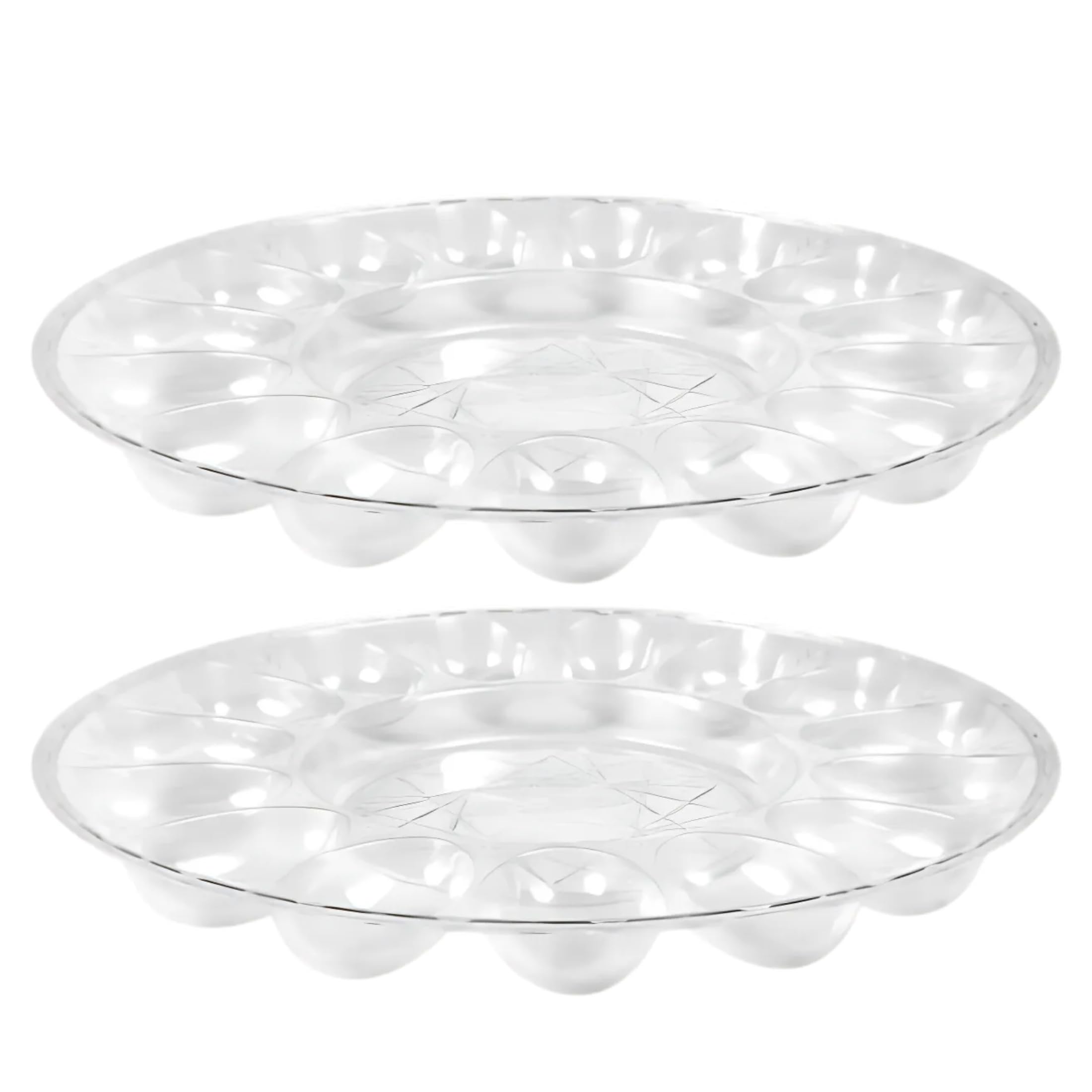 Walmart Deviled Egg Platter 4) Clear Plastic Crystal Cut Deviled