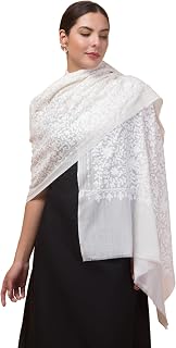 tweedle Warm and Soft Pure Wool Kashmiri Embroidery Stole/Shawl/Wrap for Women with Stone Work (28 x 80 Inches) Price In India