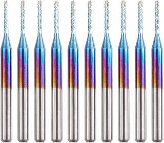 10 fresas de extremo 0, 8 mm, 3, 175 mm, para revestimiento azul, fresadora para grabadora, madera, plástico, PVC, 10 unidades, acero de maíz de 0 8 mm a 3 175 mm, revestimiento azul