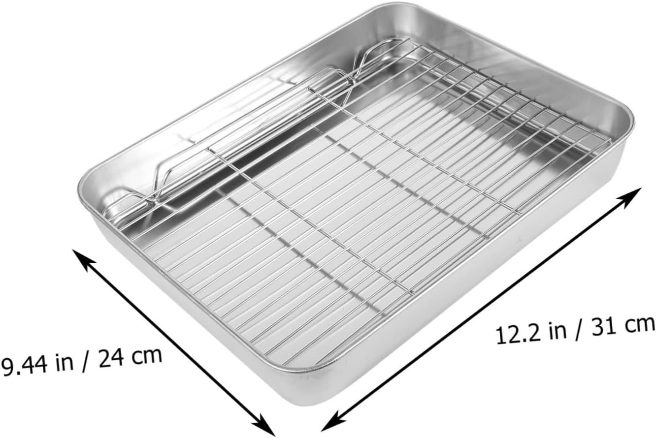 Alipis Extra Large Baking Sheet Grid Frame Large Stainless Pan for Baking Rectangular Baking Dish Restaurant Bakeware Baking Tray Wire Rack