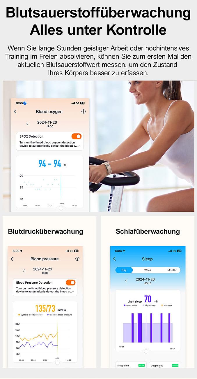 Newgen Medicals Smart Band: Smartes Fitnesstracker-Armband mit App, 150 mAh, bis 20 Tage, IP68 (Fitnesstracker ohne Display, Schrittzähler Armband unauffällig, Gadget)