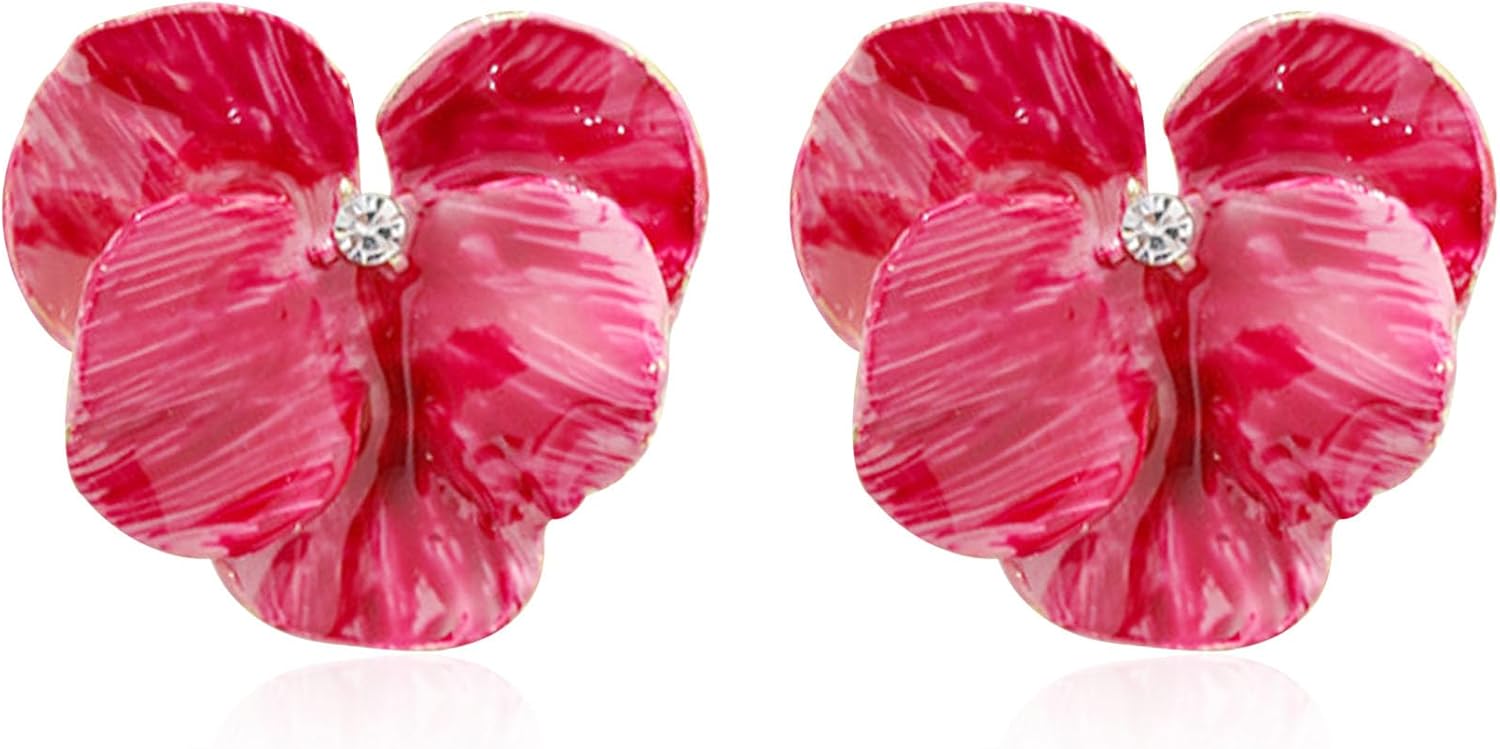 Artificial Drip Oil Butterfly Flower Earrings for Women Bohemian Butterfly Orchid Flower Stud Earrings Bridal Party Jewelry