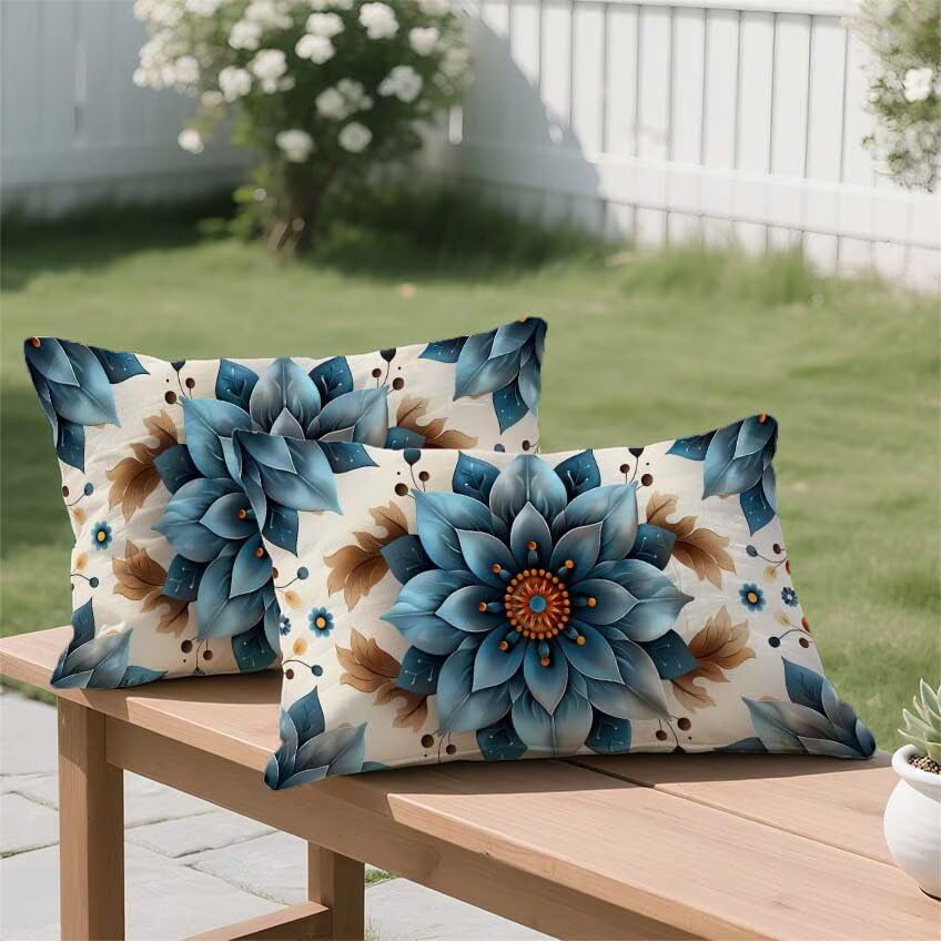 Housse coussin exterieur marine 60x80cm rectangulaire lin