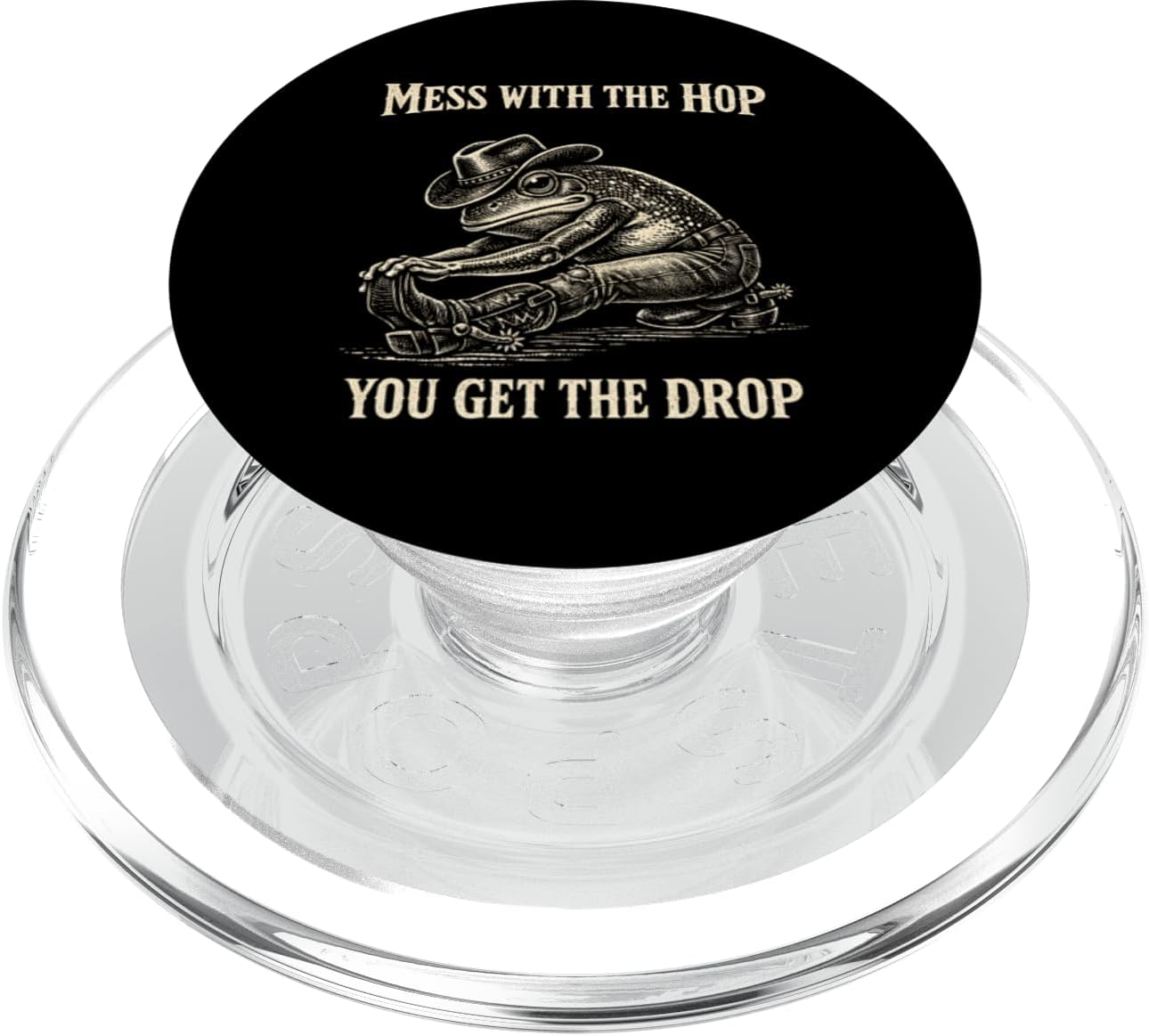 Retro Sarcastic Cowboy Frog Stretching Funny Drama Women PopSockets PopWallet for MagSafe