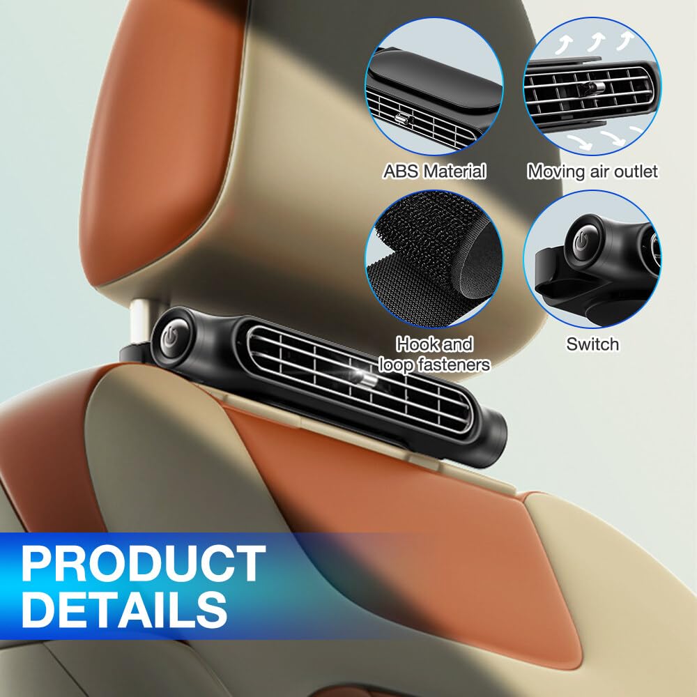 Ventilateur USB de Voiture avec 3 Vitesses Réglables, Portable et Puissant