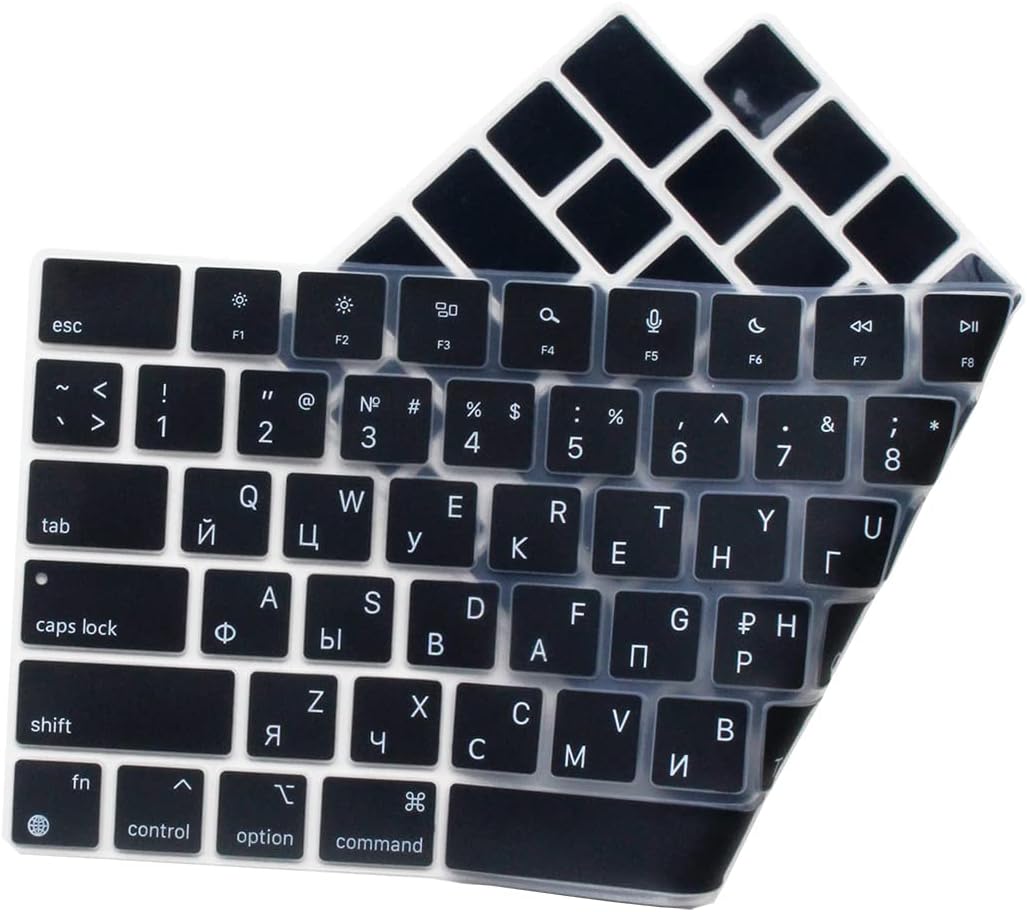 Russian Language Silicone Keyboard Cover Skin Compatible with 2022 MacBook Air 13.6 inch A2681 M2 Chip, MacBook Pro 14 inch Model A2442 M1 Pro/Max & MacBook Pro 16 inch Model A2485 M1 Pro Max Chip