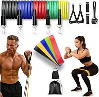 Kit 17 Peças Elástico Extensor + Miniband Treino Em Casa Exercício Físico Academia Fisioterapia Musculação Crossfit Pilates Yoga Aquecimento Funcional Alongamento Malhar Emagrecimento