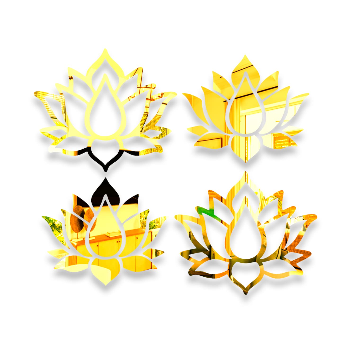 Spectro - Lotus Flower - 3D Acrylic Decorative Mirror Wall Sticker (Pack of 2) Color : Golden (B0BSDJYJHG) Amazon Price History, Amazon Price Tracker