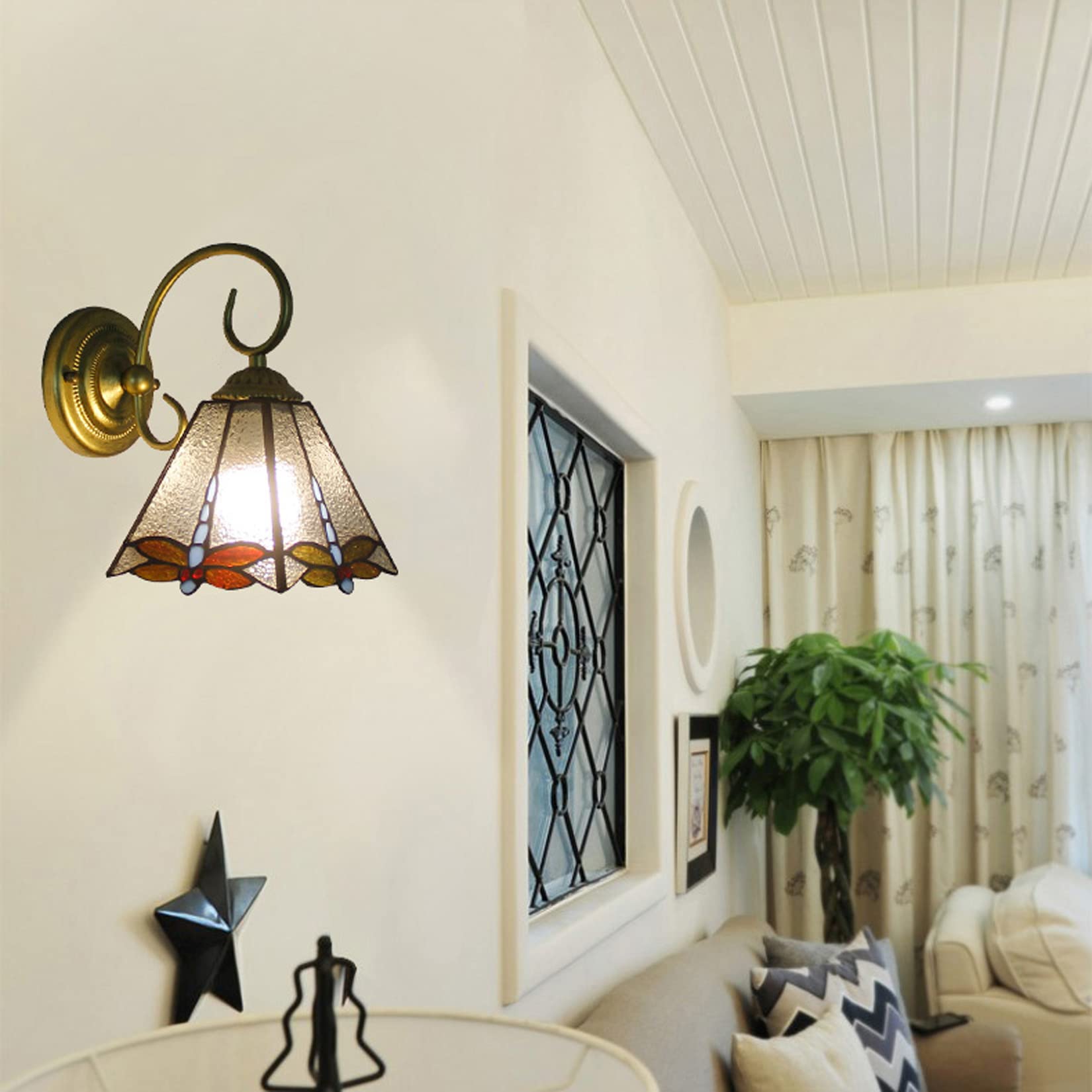 アメリカン雑貨ミッドセンチュリースタイルビンテージステンドグラス調