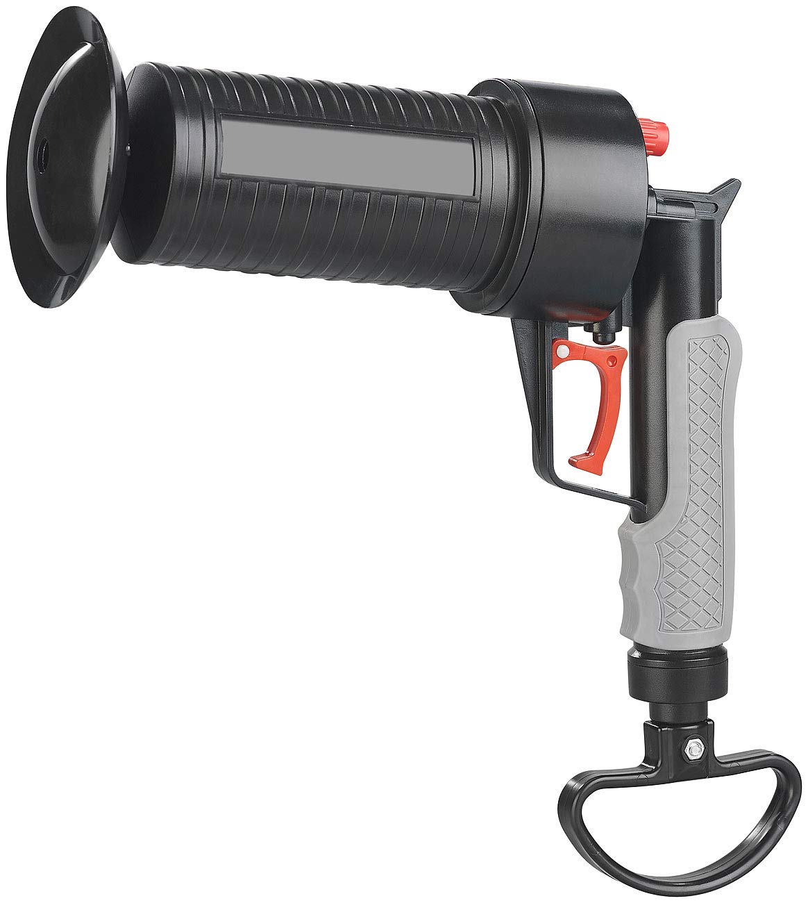 AGT Desatascadores de desagües - Sin tubería: Limpiapipas de aire comprimido XL con una práctica empuñadura de pistola y 4 accesorios (Desagüe pistola, Sin tubería pistola)