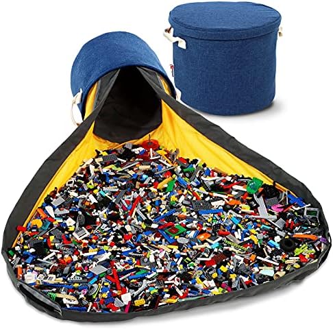 Creative QT - SlideAway Toy Storage Organizer & Play Mat for Kids - Organizer Storage Bin for Toys - Kids Toy Box for Boys & Girls - Playroom Storage - Toy Holders for Kids Rooms - Navy Blue