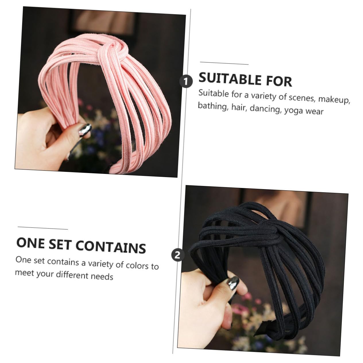 Healeved 6pezzi Fascia Larga per Capelli Donna in Tessuto Nodo Incrociato Accessori per Copricapo Adatto per Matrimoni Feste Spiagge e Uso Quotidiano