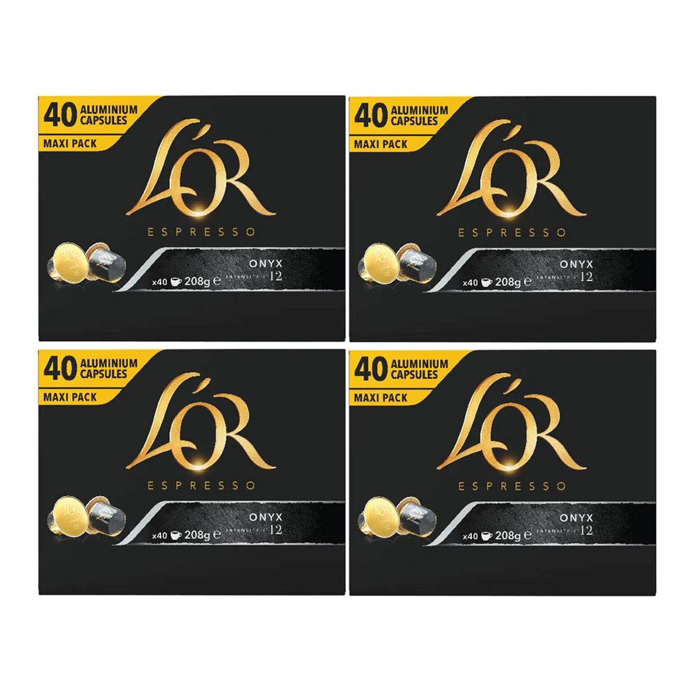 L'Or Forza, Onyx, Or Ristretto Coffee Pods 40's (Nespresso Compatible Coffee Capsules) (L'Or Onyx, 4 x 40 Pods)